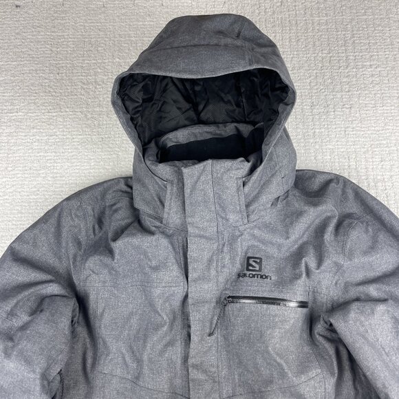Salomon Stormslide Parka Jacket Ski Winter  Men Size L Dark Heater Grey READ** - Picture 2 of 16